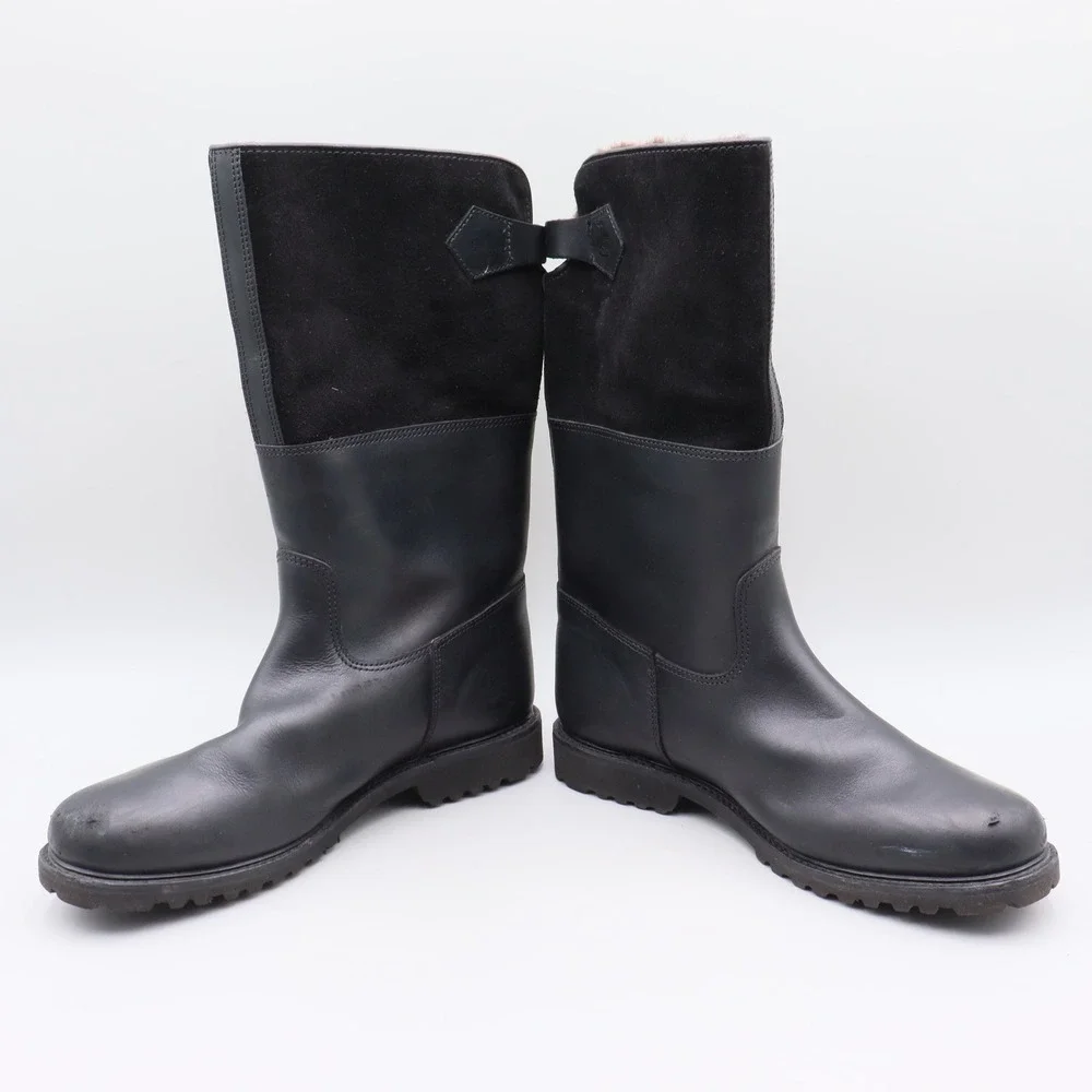 Ludwig Reiter Maronibrater Mens 8.5 Black Leather Suede Shearling Winter Boots